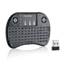 Load image into Gallery viewer, HemXie Mini Wireless Keyboard, 2.4GHz Remote Keyboard with Touchpad Mouse Combo, 7 Colors RGB Backlit, for Android TV Box, Smart TV, PS3, PC, Nvidia Shield - Black