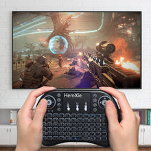 Load image into Gallery viewer, HemXie Mini Wireless Keyboard, 2.4GHz Remote Keyboard with Touchpad Mouse Combo, 7 Colors RGB Backlit, for Android TV Box, Smart TV, PS3, PC, Nvidia Shield - Black
