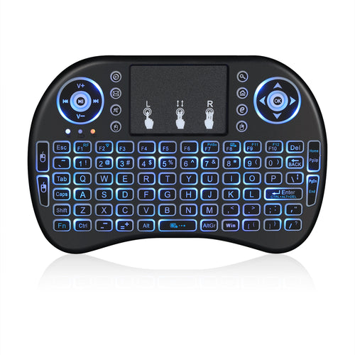 Black i8 Mini Wireless Keyboard-Blue Backlit-Monsterbox