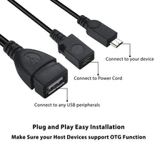 Load image into Gallery viewer, Micro USB OTG Cable_Plug and Play_Conect to USB Power Cord Device

