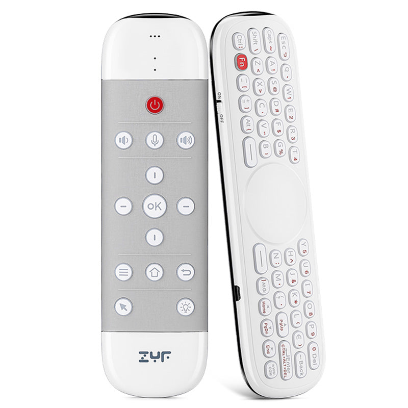 White Air Mouse Remote and wireless keyboard with ZYF logo